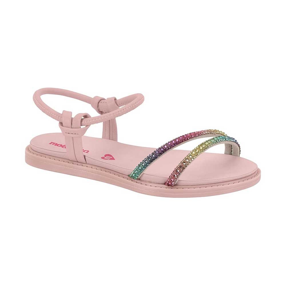 Sandália Infantil Feminina Rasteira Rosa Creme Multicolor Molekinha 2312.252 Rosa 1