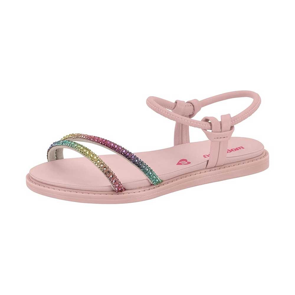 Sandália Infantil Feminina Rasteira Rosa Creme Multicolor Molekinha 2312.252 Rosa 2