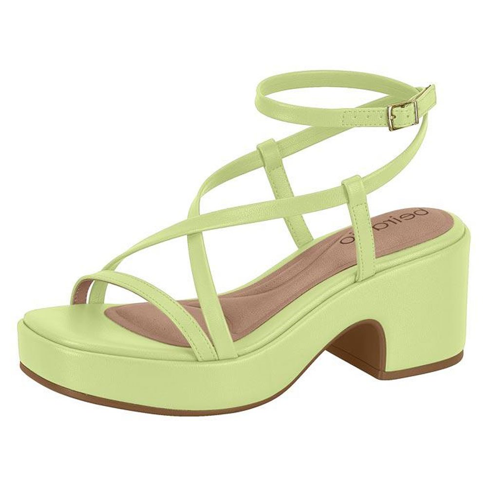 Sandália Feminina Salto Bloco Napa Menta Beira Rio 8517.102 Verde 2