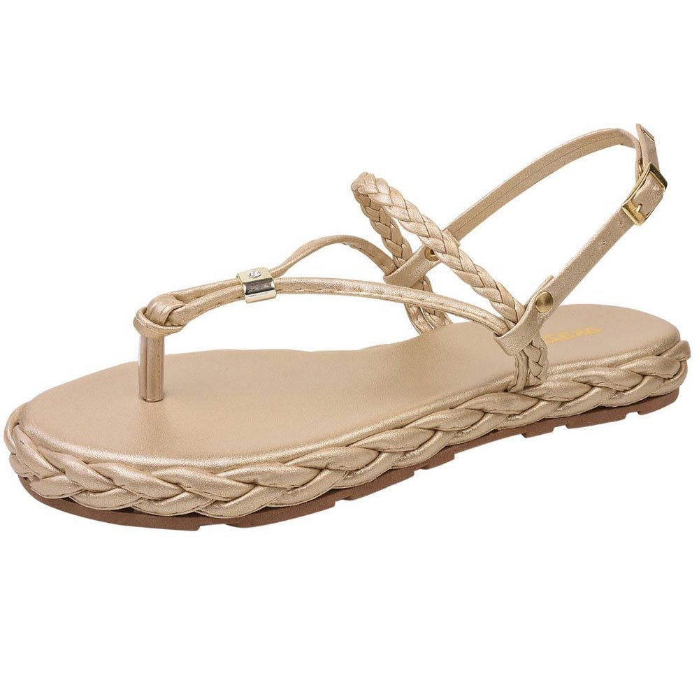 Sandália Rasteira Feminina Dourado Akazzo 3754C Dourado 2