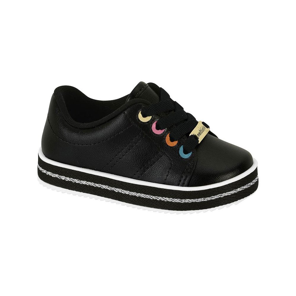 Tênis Infantil Casual Napa Preto Prata Molekinha 2131.612