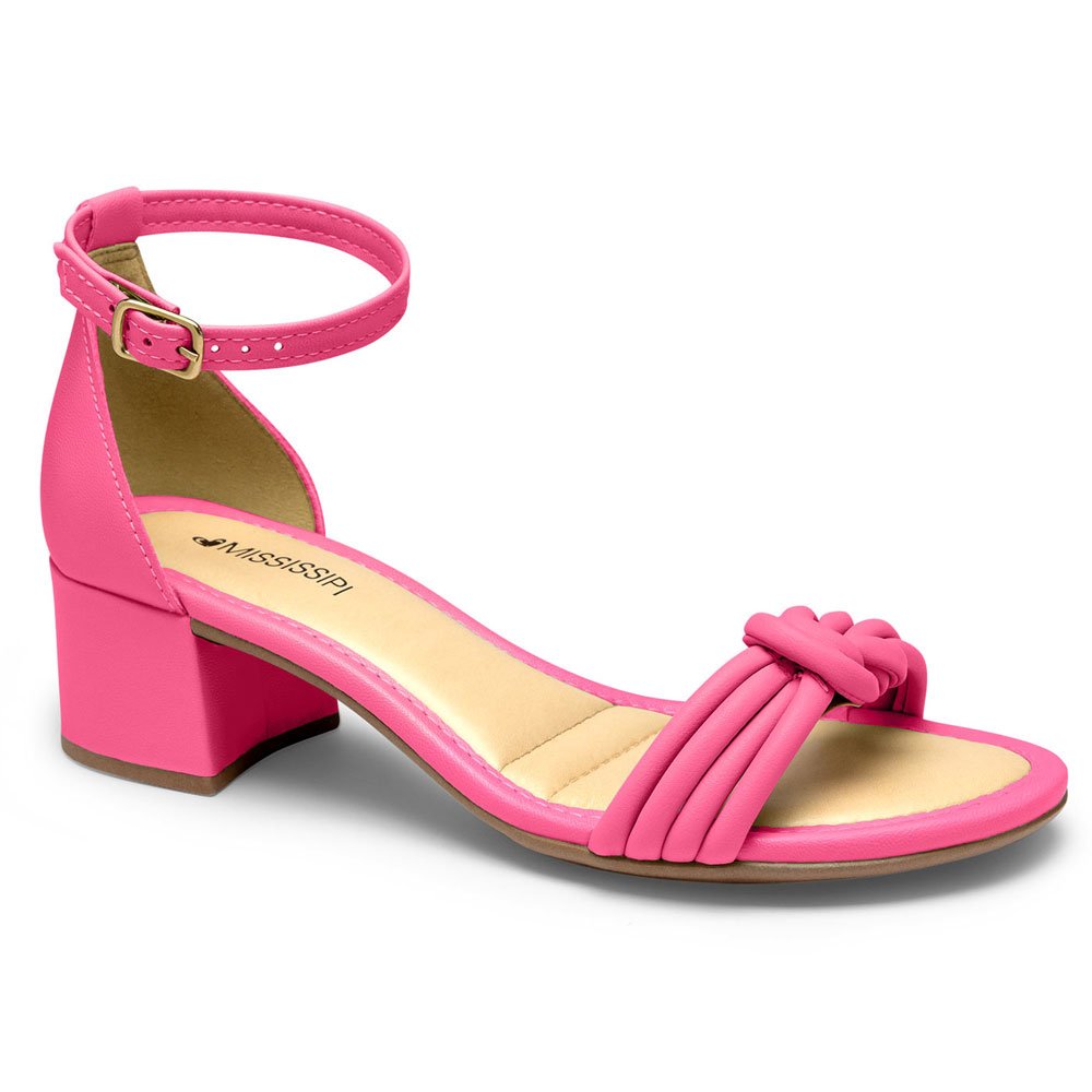 Sandália Feminina Salto Bloco Peônia Mississipi MI282-0005 Rosa 1