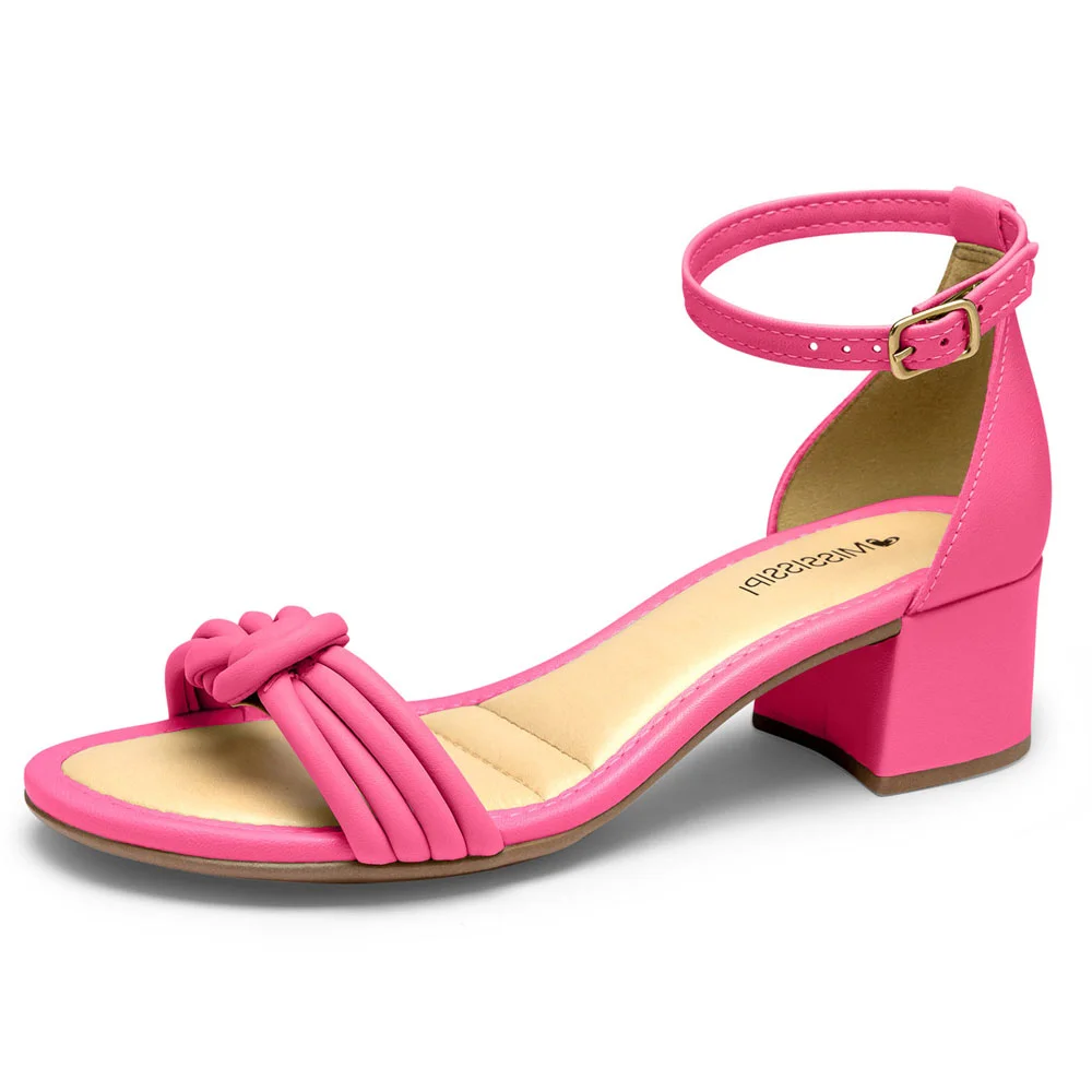 Sandália Feminina Salto Bloco Peônia Mississipi MI282-0005 Rosa 2