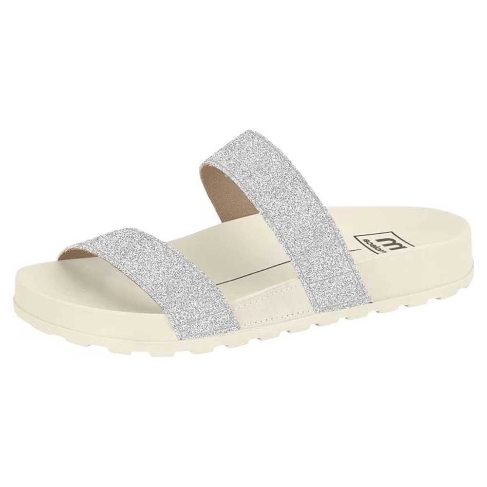 Chinelo Slide Tira Dupla Glitter Branco Off Prata Moleca 5436.425 Multicores 2