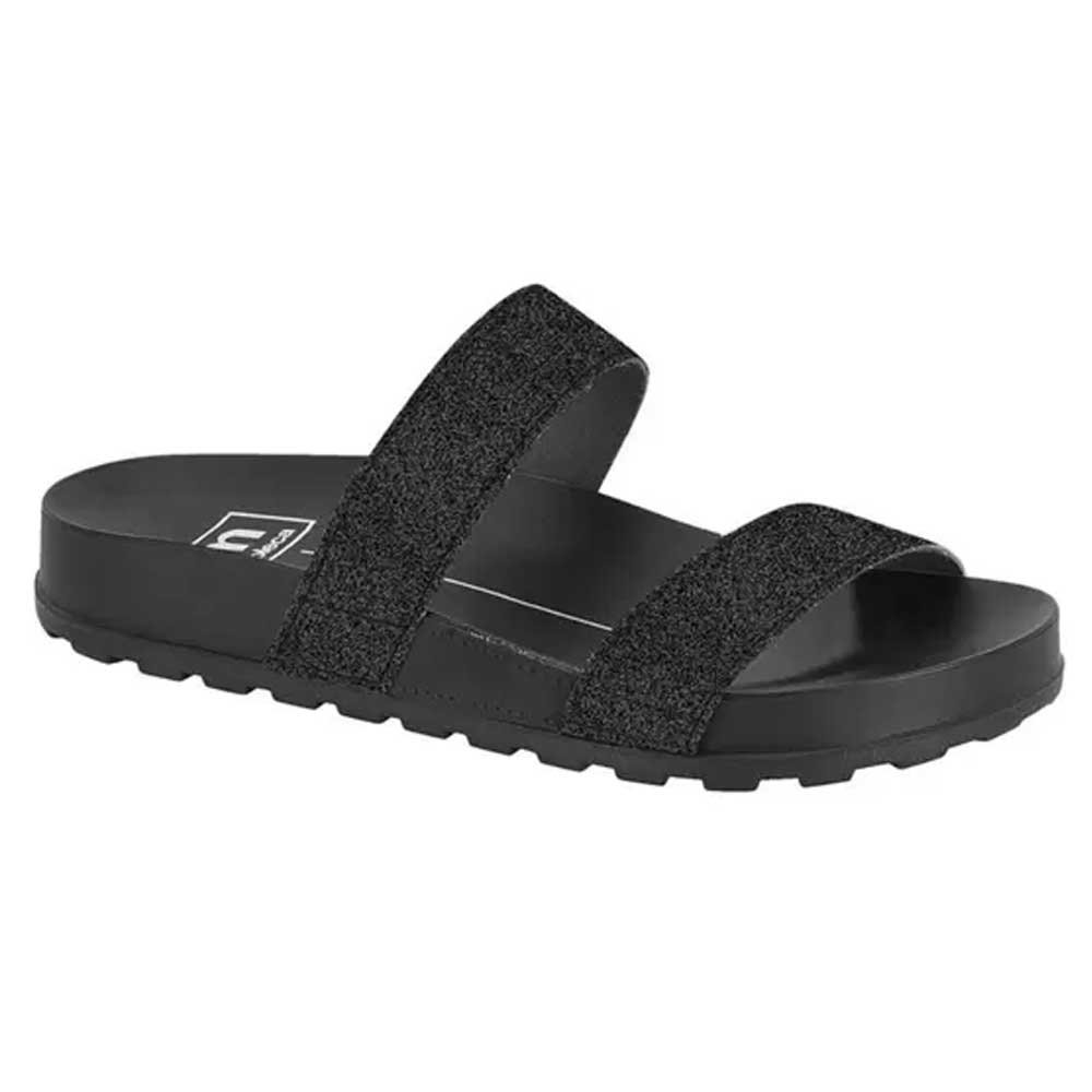 Chinelo Slide Tira Dupla Glitter Preto Moleca 5436.425 Preto 1