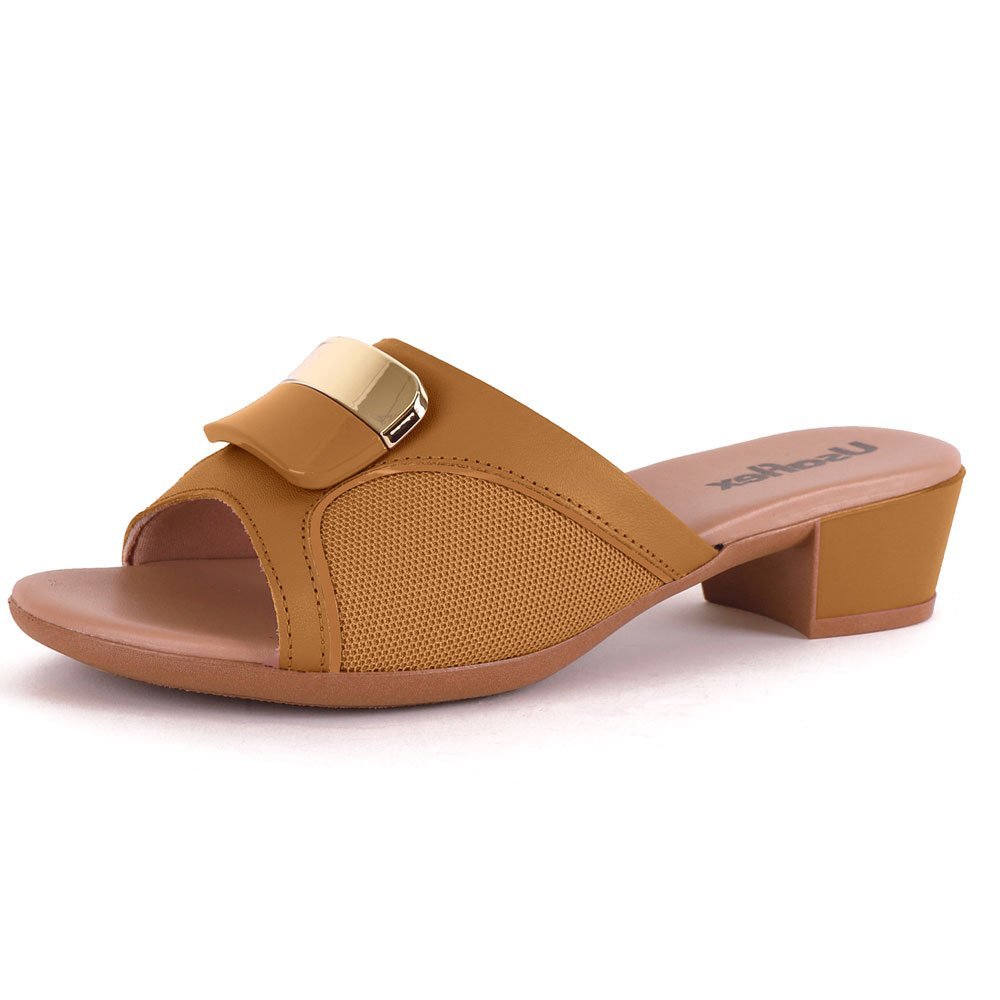 Tamanco Feminino Salto Bloco Fivela Tan Usaflex MM0802 Marrom 2