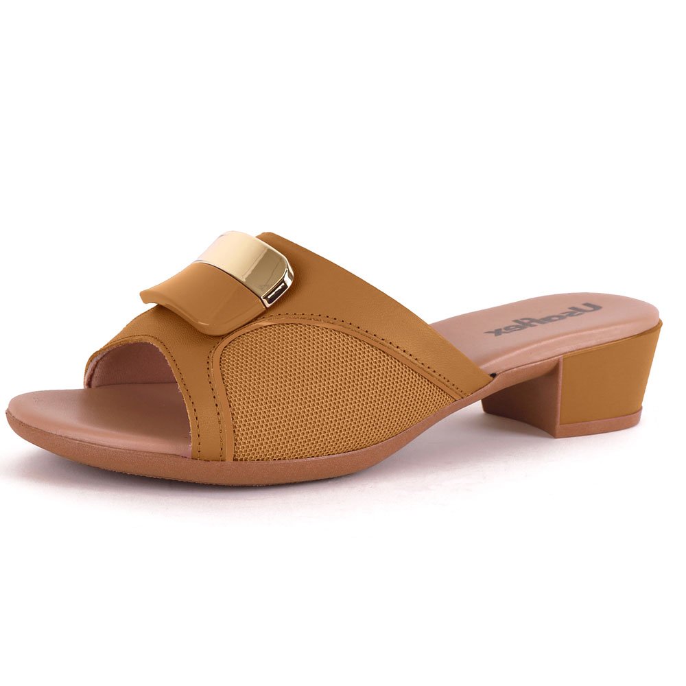 Tamanco Feminino Salto Bloco Fivela Tan Usaflex MM0802 Marrom 2