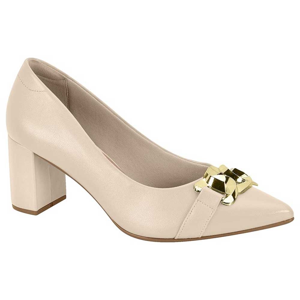 Scarpin Feminino Salto Grosso Napa Creme Beira Rio 4241.228 Bege 1