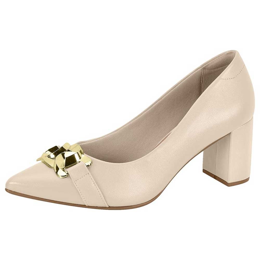 Scarpin Feminino Salto Grosso Napa Creme Beira Rio 4241.228 Bege 2