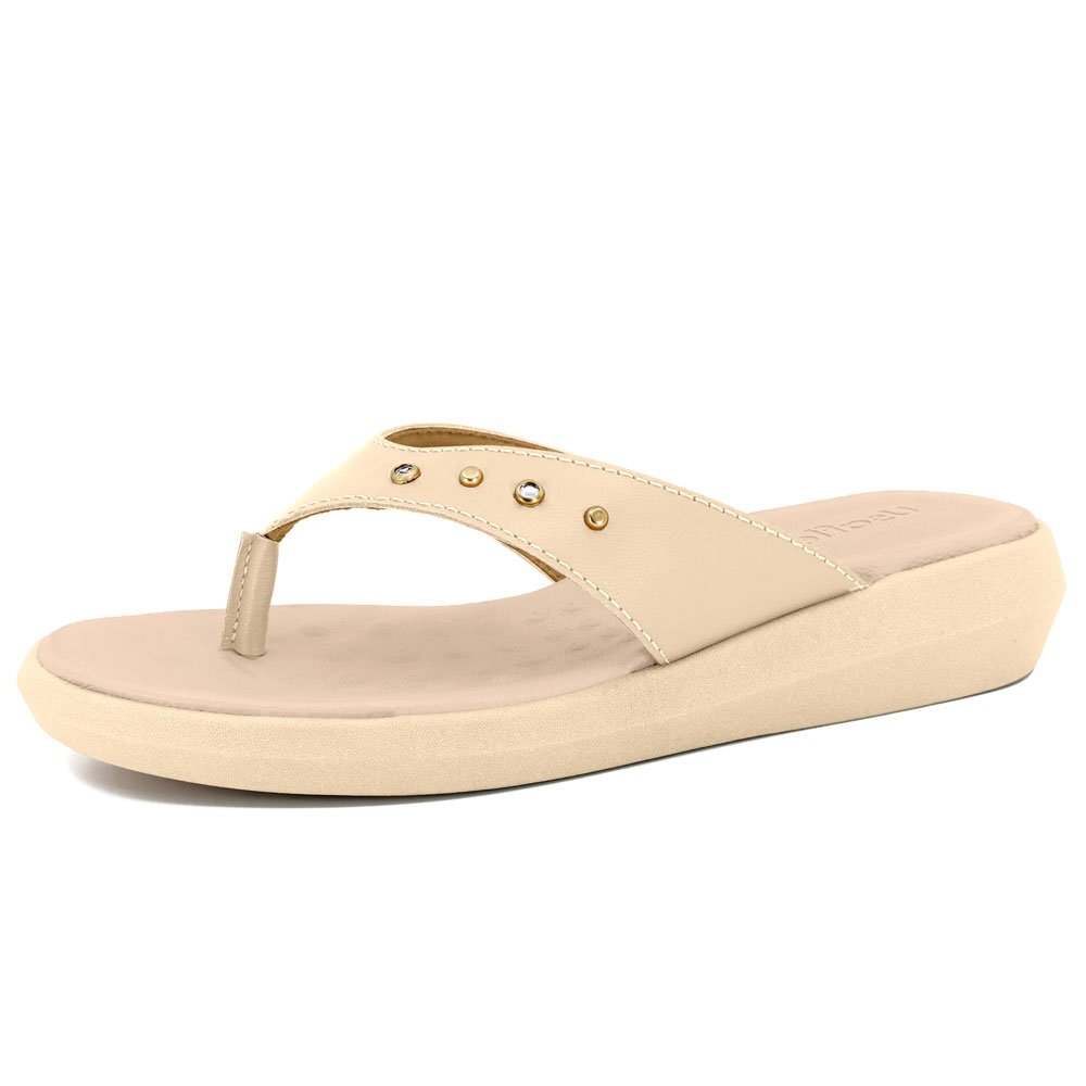 Chinelo Feminino Brilho Vanilla Usaflex AI3011 Bege 2