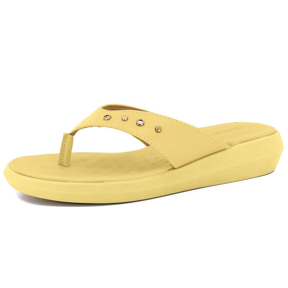 Chinelo Feminino Brilho Butter Usaflex AI3011 Amarelo 2