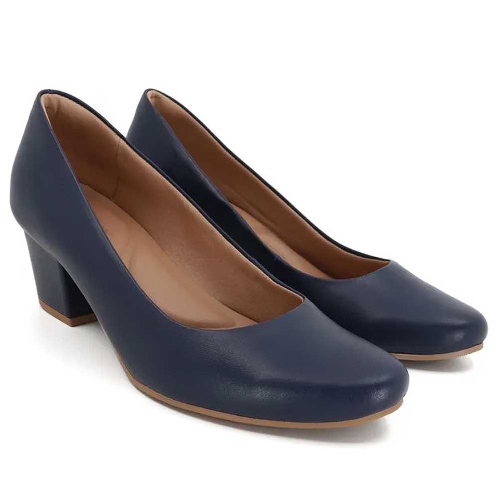 Scarpin Feminino Salto Bloco Napa New Blue Usaflex Q6692 Azul 2