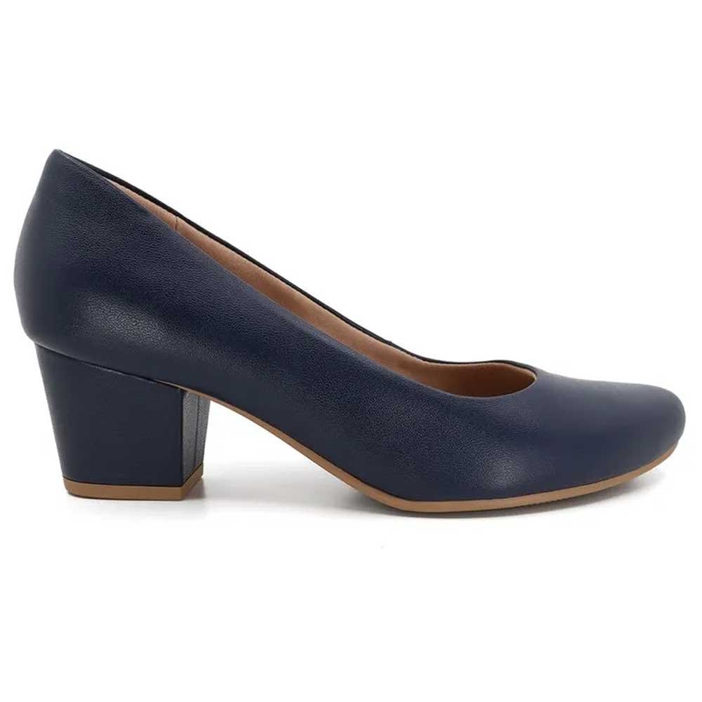 Scarpin Feminino Salto Bloco Napa New Blue Usaflex Q6692 Azul 1