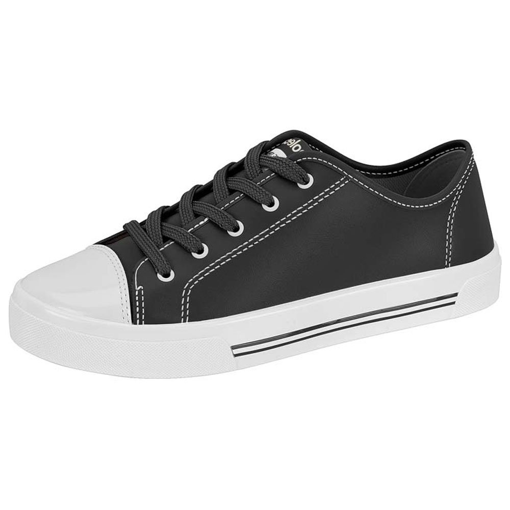 Tênis Casual Feminino Napa Verniz Preto Branco Moleca 5667.341 Preto 2