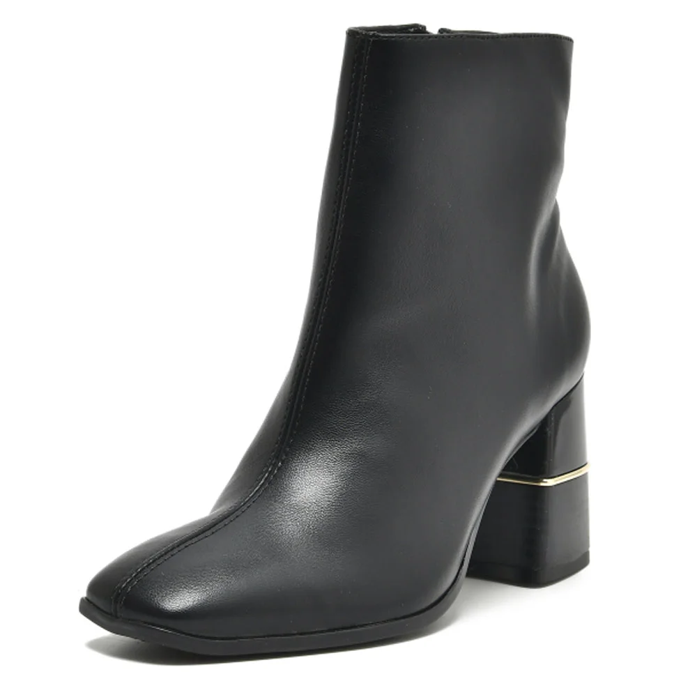 Bota Feminina Salto Bloco Napa Preto Via Marte 099-003-01 Preto 2