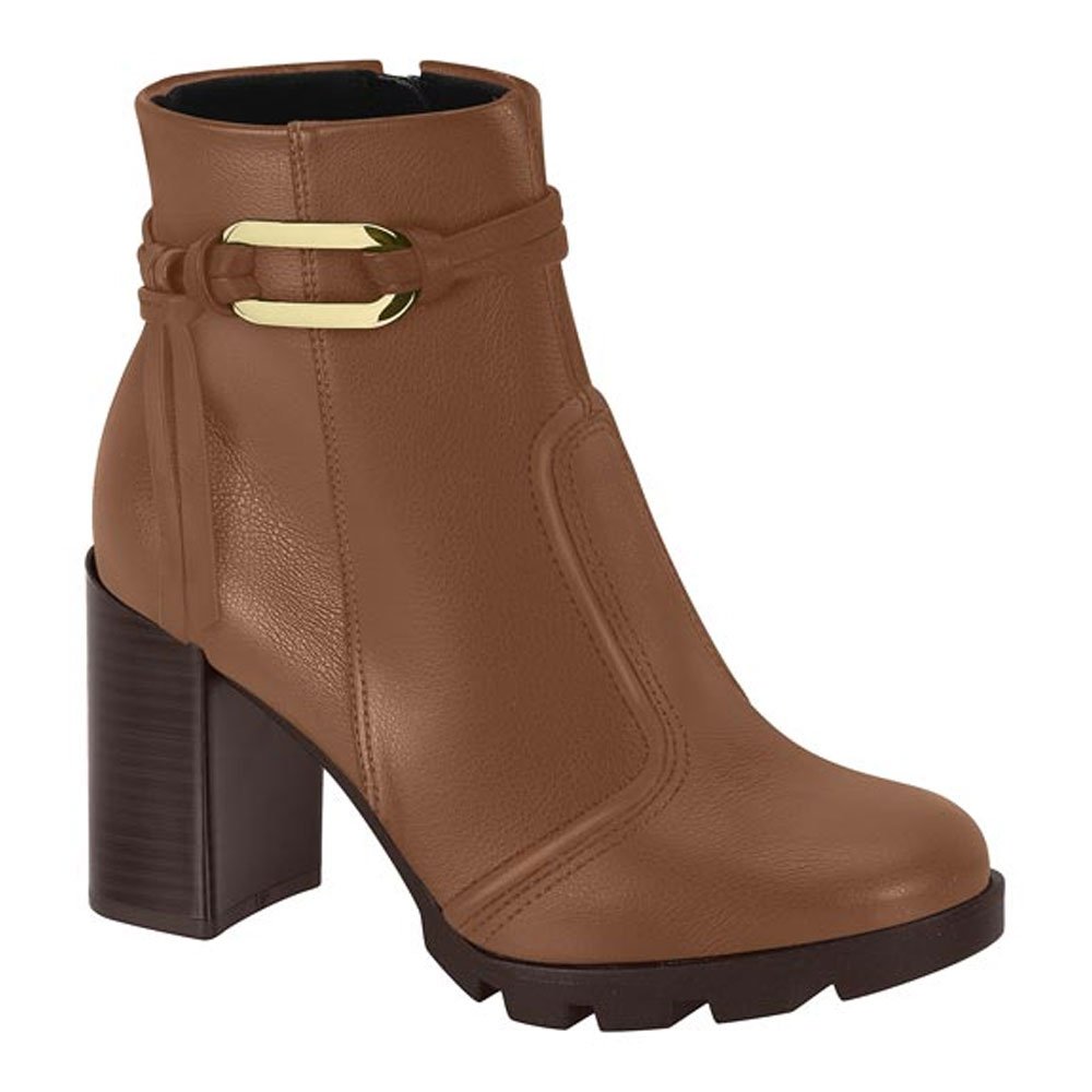 Bota Feminina Salto Bloco Napa Caramelo Beira Rio 9074.106 Marrom 1