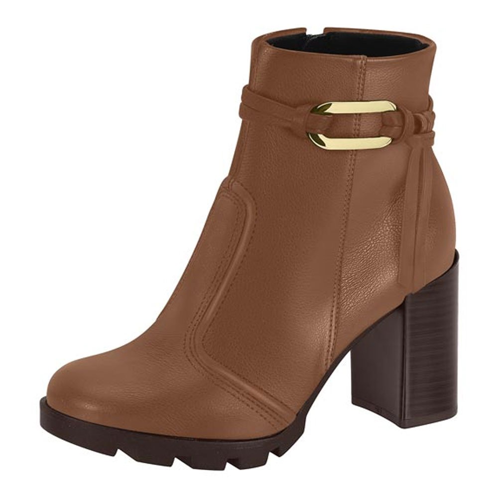 Bota Feminina Salto Bloco Napa Caramelo Beira Rio 9074.106 Marrom 2