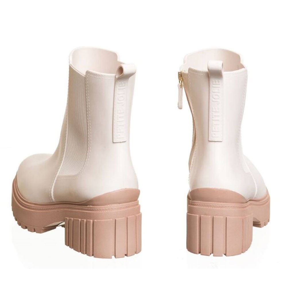 Bota Feminina Chelsea J-Lastic Marfim Mocca Petite Jolie PJ6156-51844 Branco 3