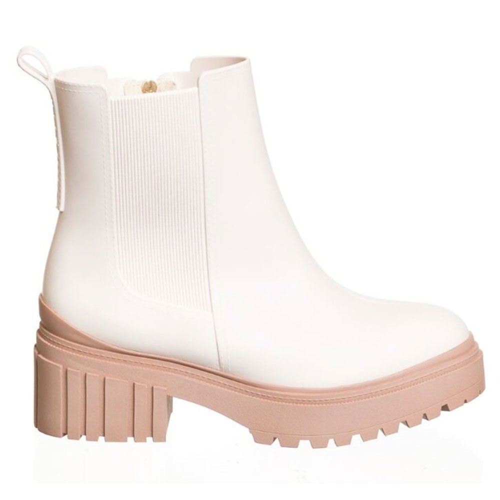 Bota Feminina Chelsea J-Lastic Marfim Mocca Petite Jolie PJ6156-51844 Branco 1