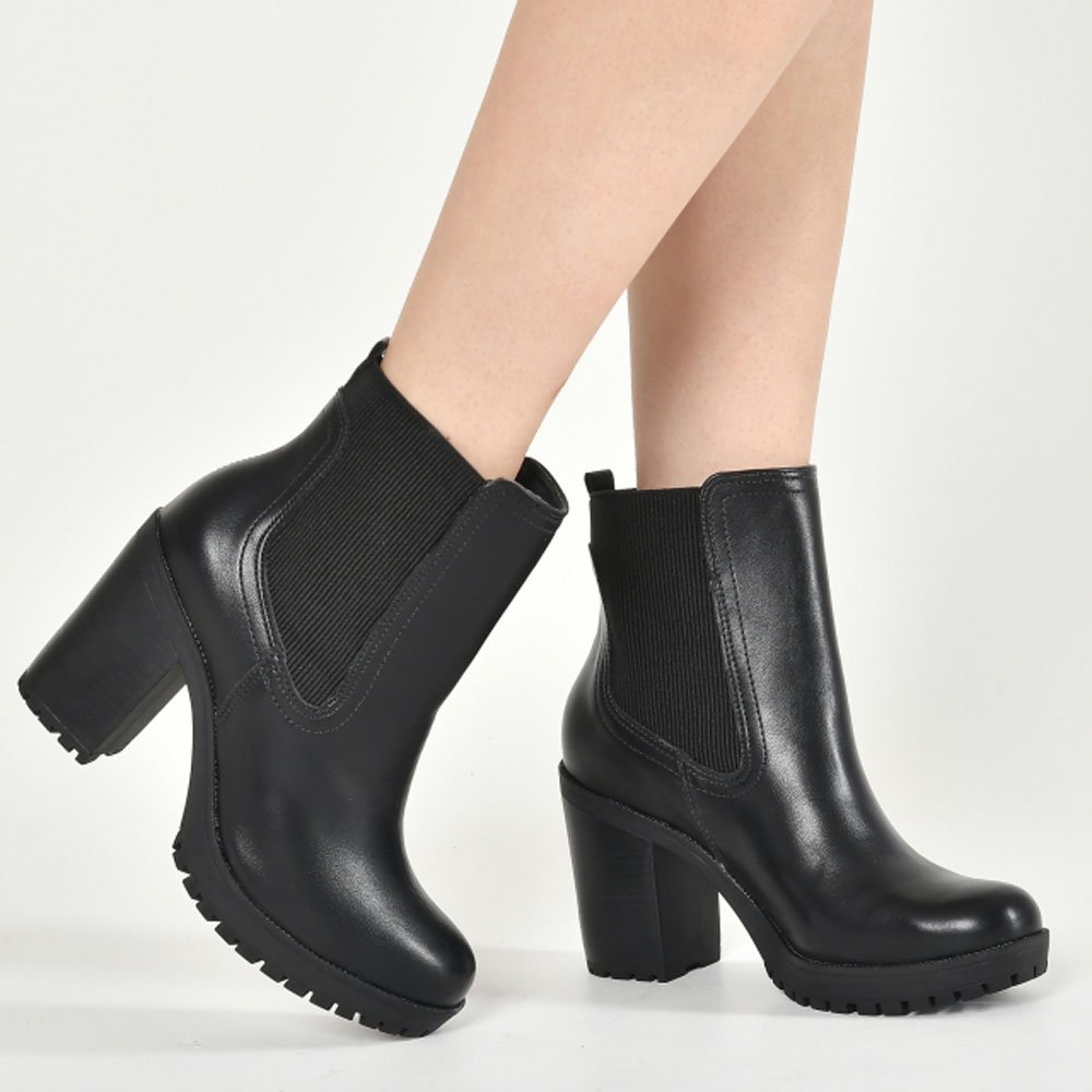 Bota Feminina Salto Bloco Preto Via Marte 014-005-01 Preto 2