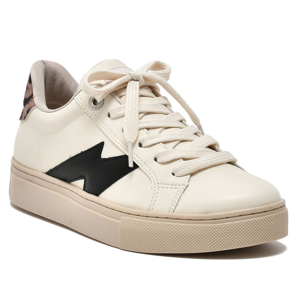 Tênis Casual Feminino Marfim Preto Frapuccino Via Marte 082-002-04 Bege 2