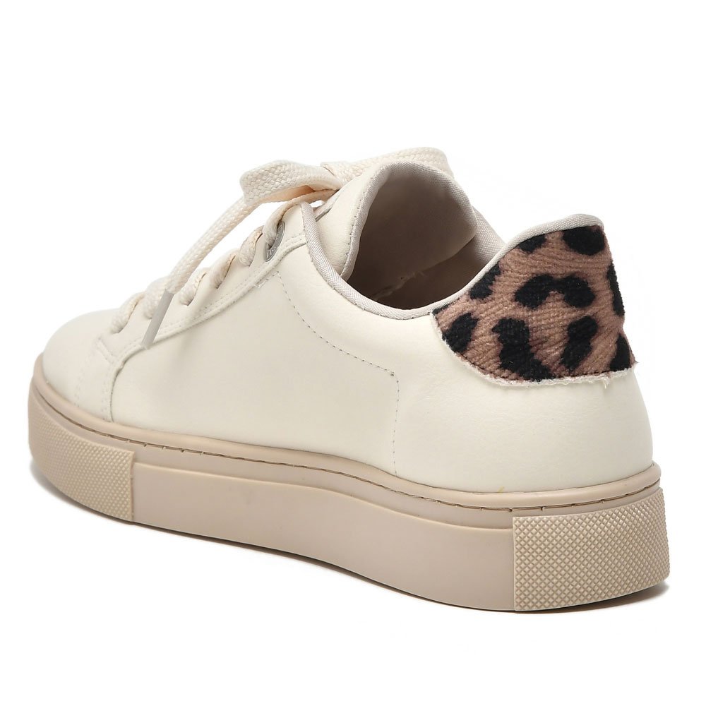 Tênis Casual Feminino Marfim Preto Frapuccino Via Marte 082-002-04 Bege 3