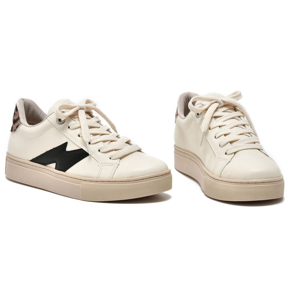 Tênis Casual Feminino Marfim Preto Frapuccino Via Marte 082-002-04 Bege 4