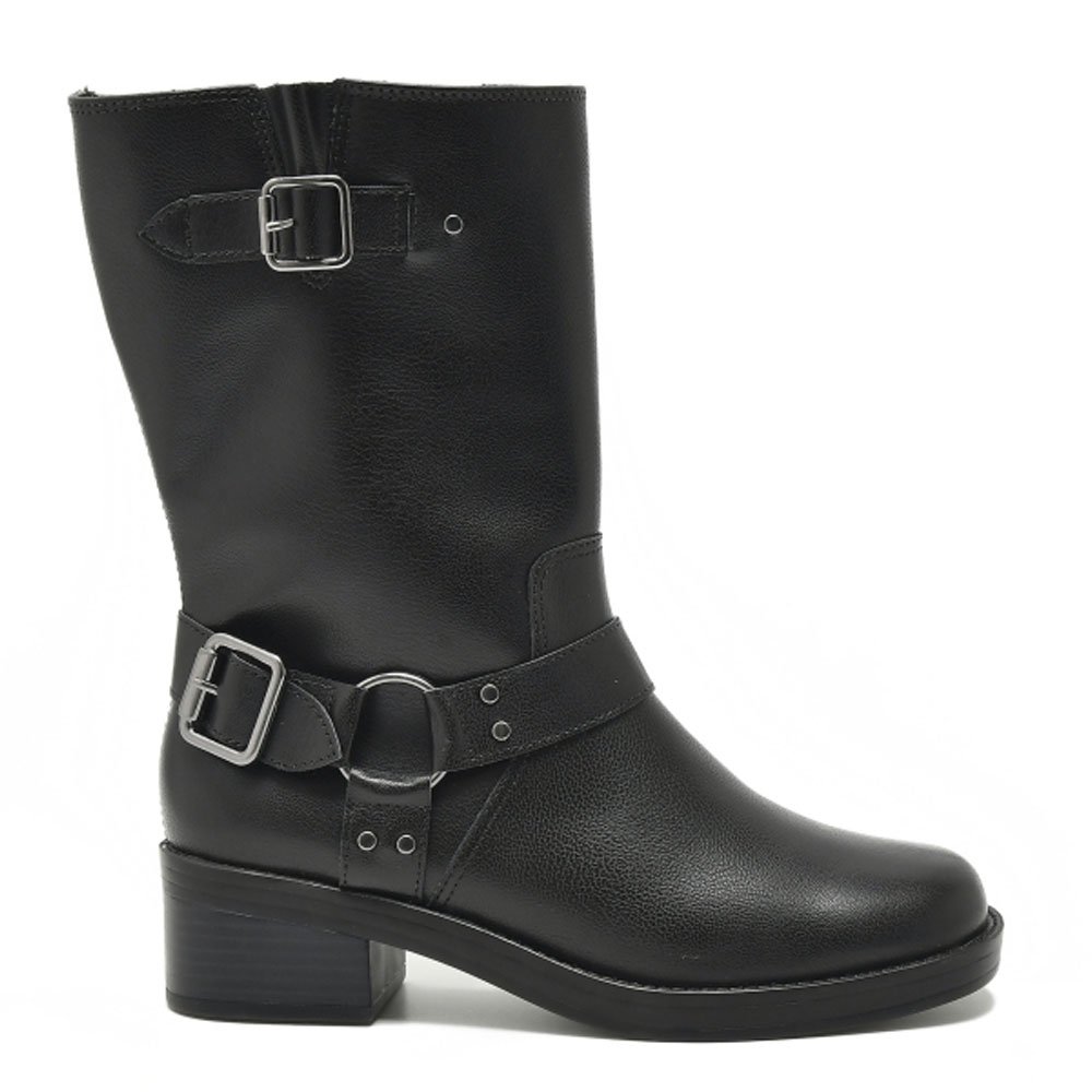 Bota Feminina Biker Cano Médio Preto Via Marte 035-002-01 Preto 1