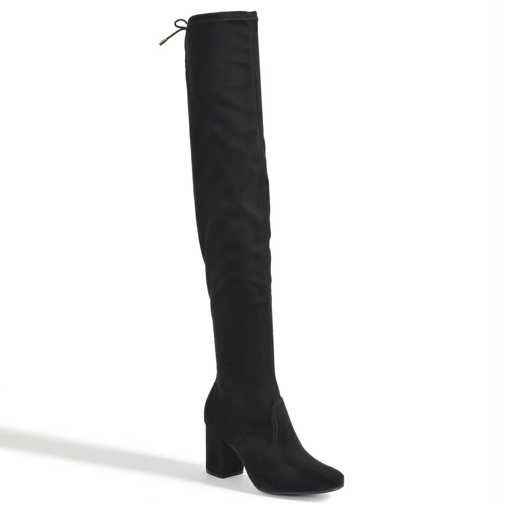 Bota Feminina Over The Knee Suede Preto Via Marte 024-001-01 Preto 3