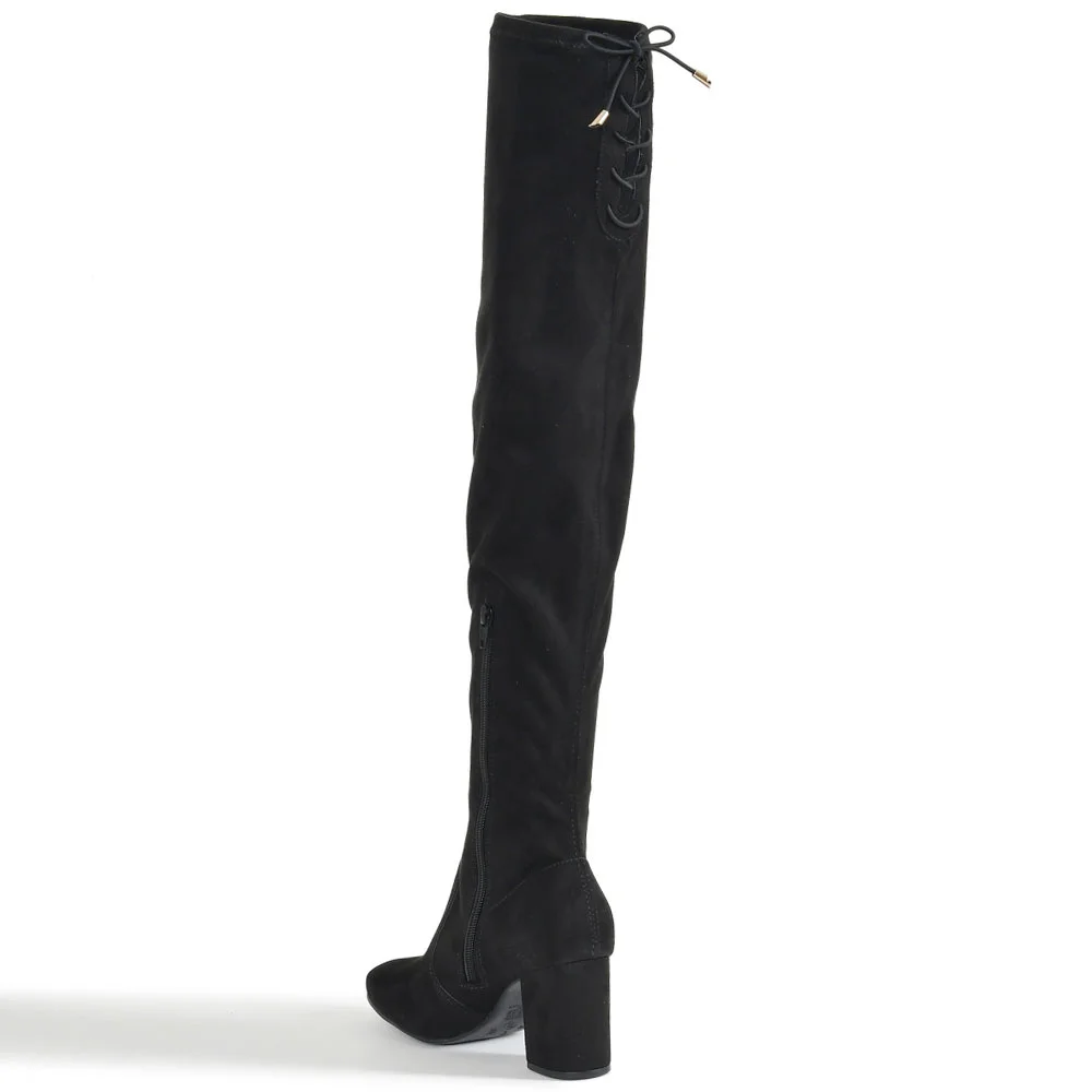 Bota Feminina Over The Knee Suede Preto Via Marte 024-001-01 Preto 4