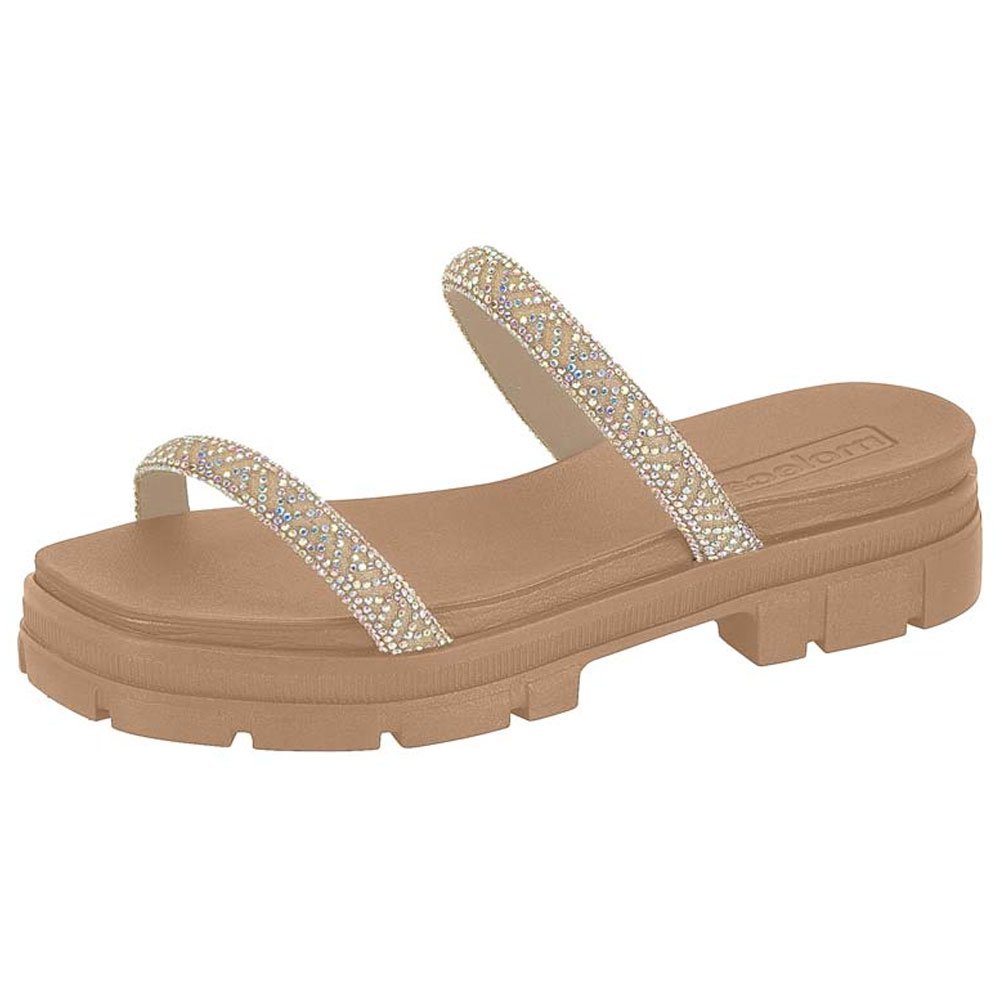 Chinelo Flatform Lisboa Creme Aurora Boreal Nude Moleca 5501.103 Bege 2
