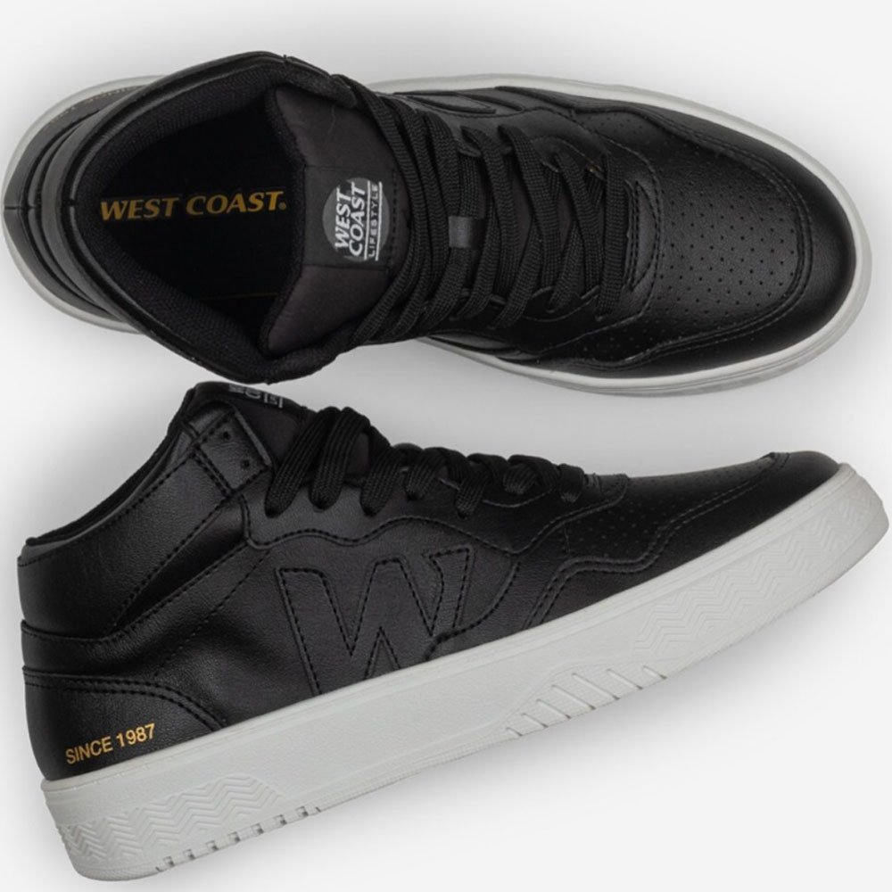 Tênis Masculino Cano Médio High Black White West Coast WC-69 Preto 5