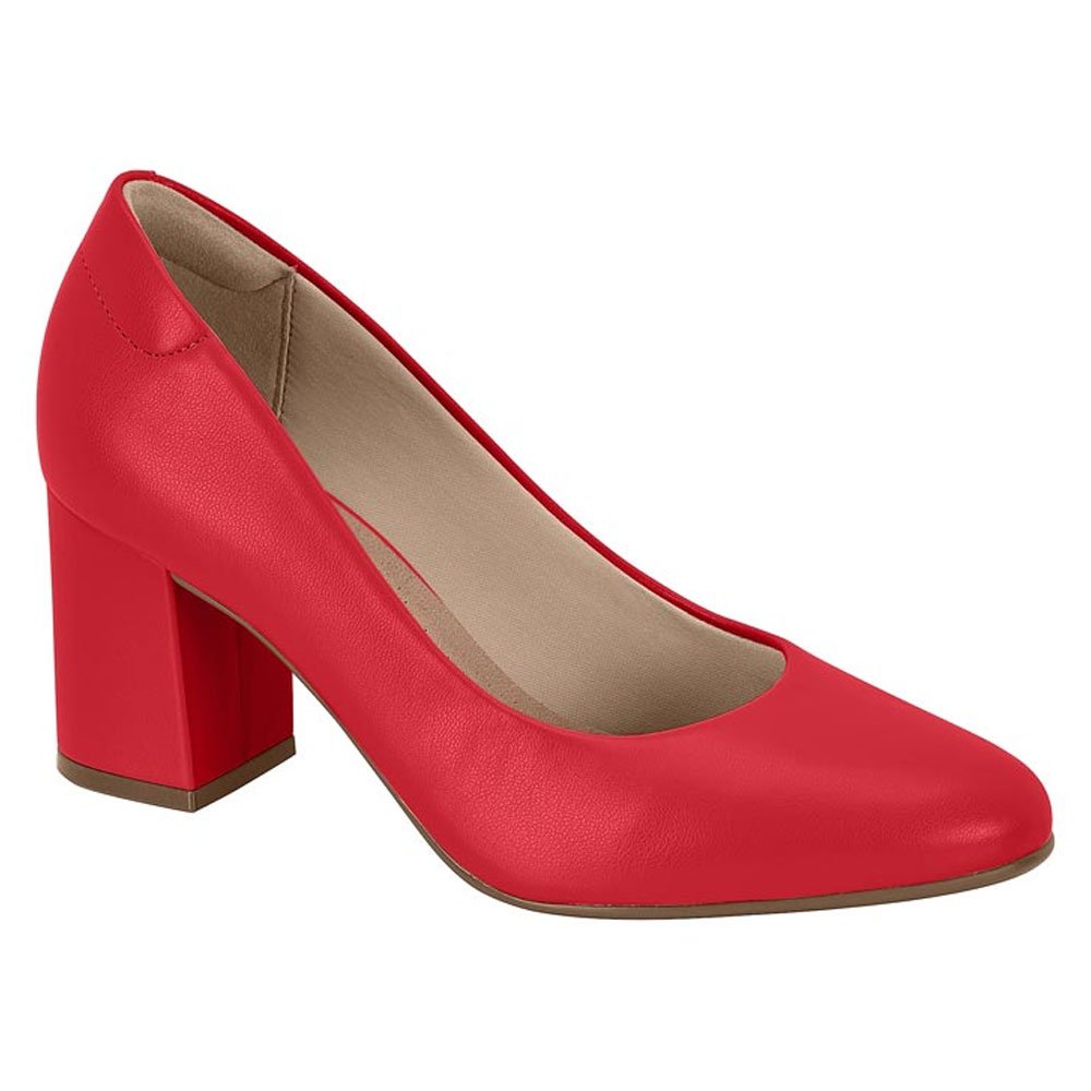 Scarpin Feminino Salto Bloco Vermelho Beira Rio 4320.100 Vermelho 1