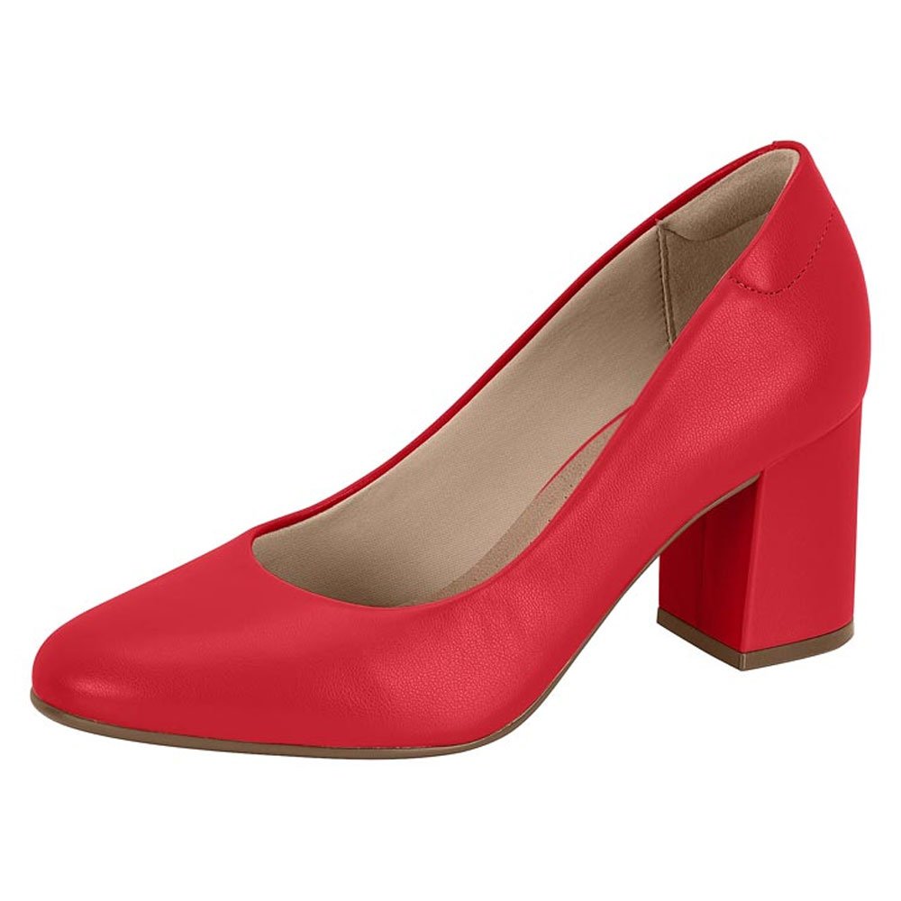 Scarpin Feminino Salto Bloco Vermelho Beira Rio 4320.100 Vermelho 2