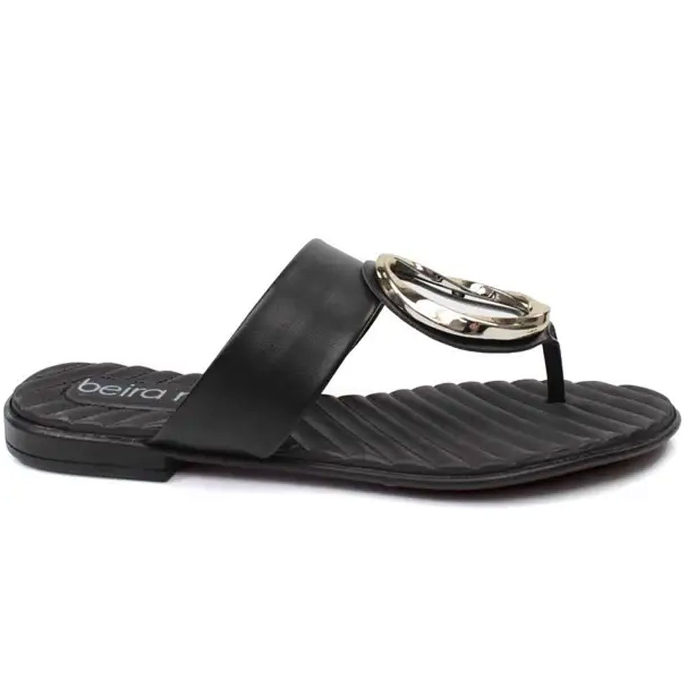 Sandália Rasteira Feminina Napa Preto Beira Rio 8519.108 Preto 3