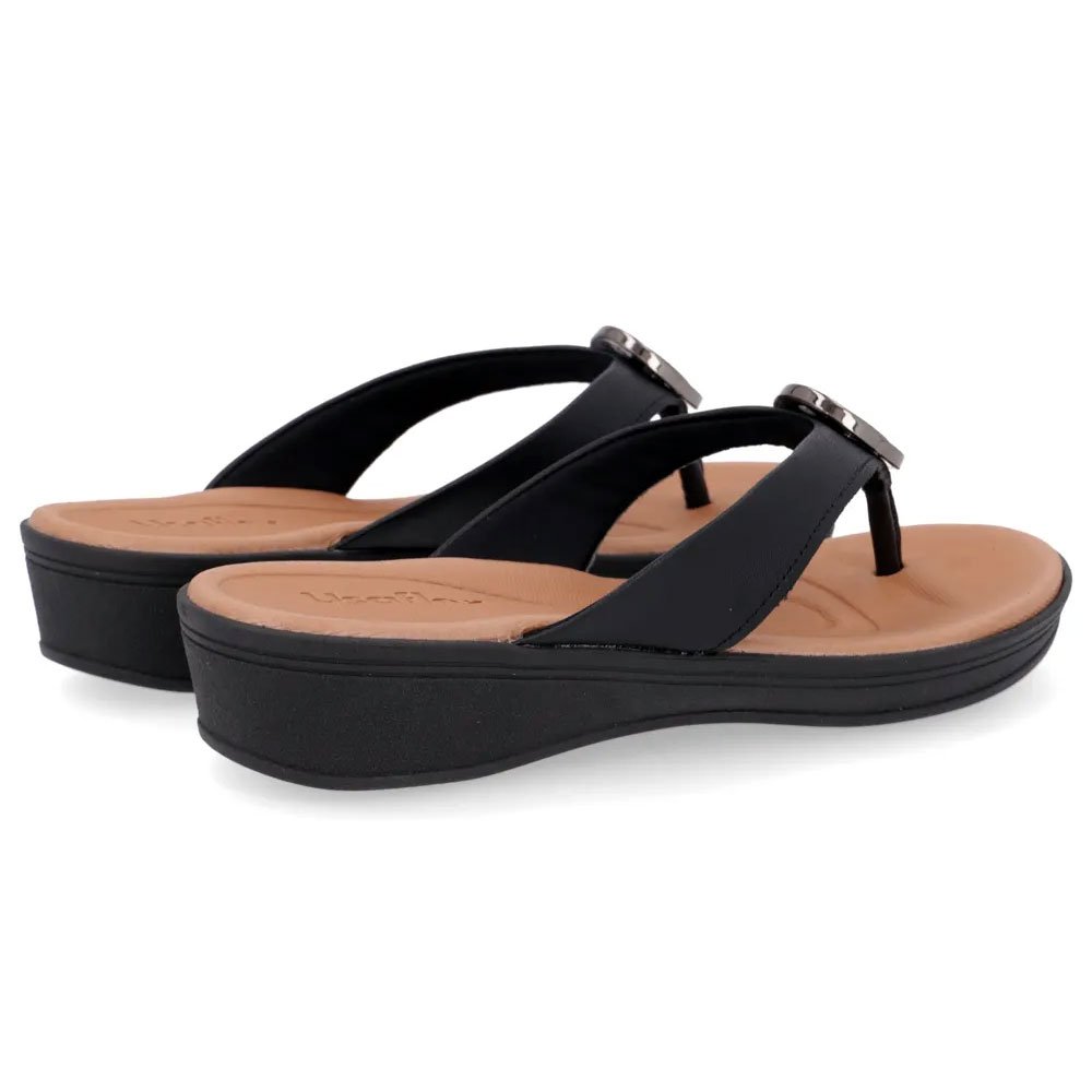Chinelo Feminino Plataforma Couro Preto Usaflex UF0202-001 Preto 3