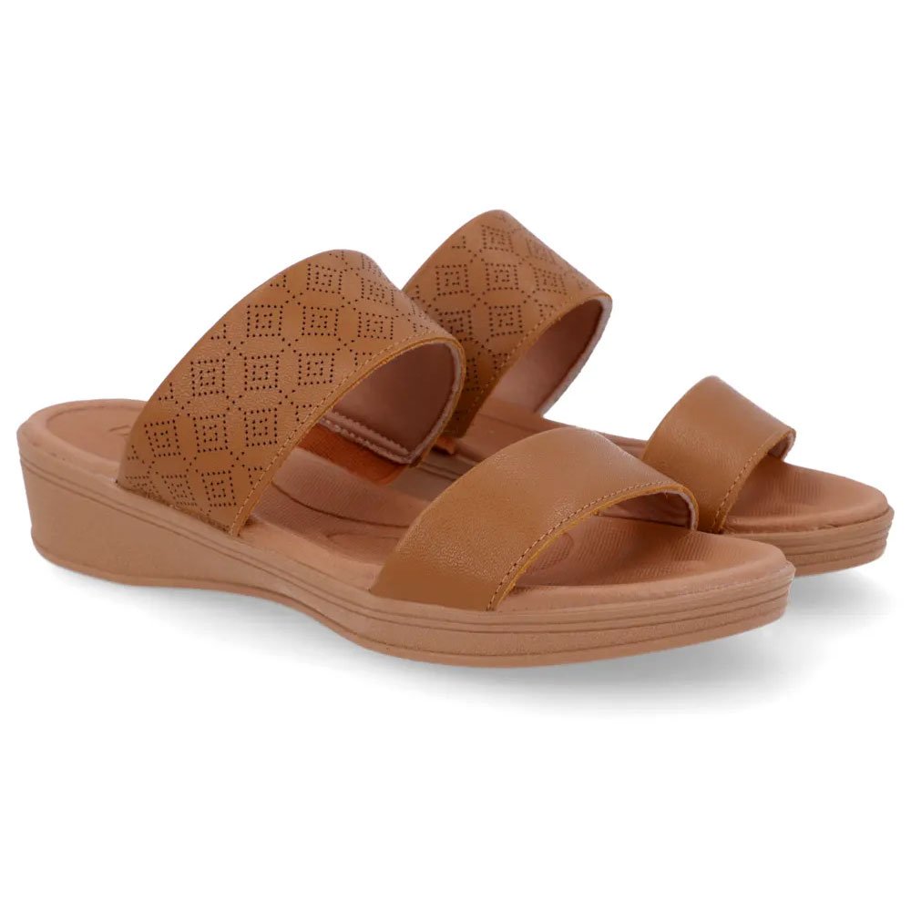 Tamanco Feminino Plataforma Couro Tan Usaflex UF0201-003 Marrom 2