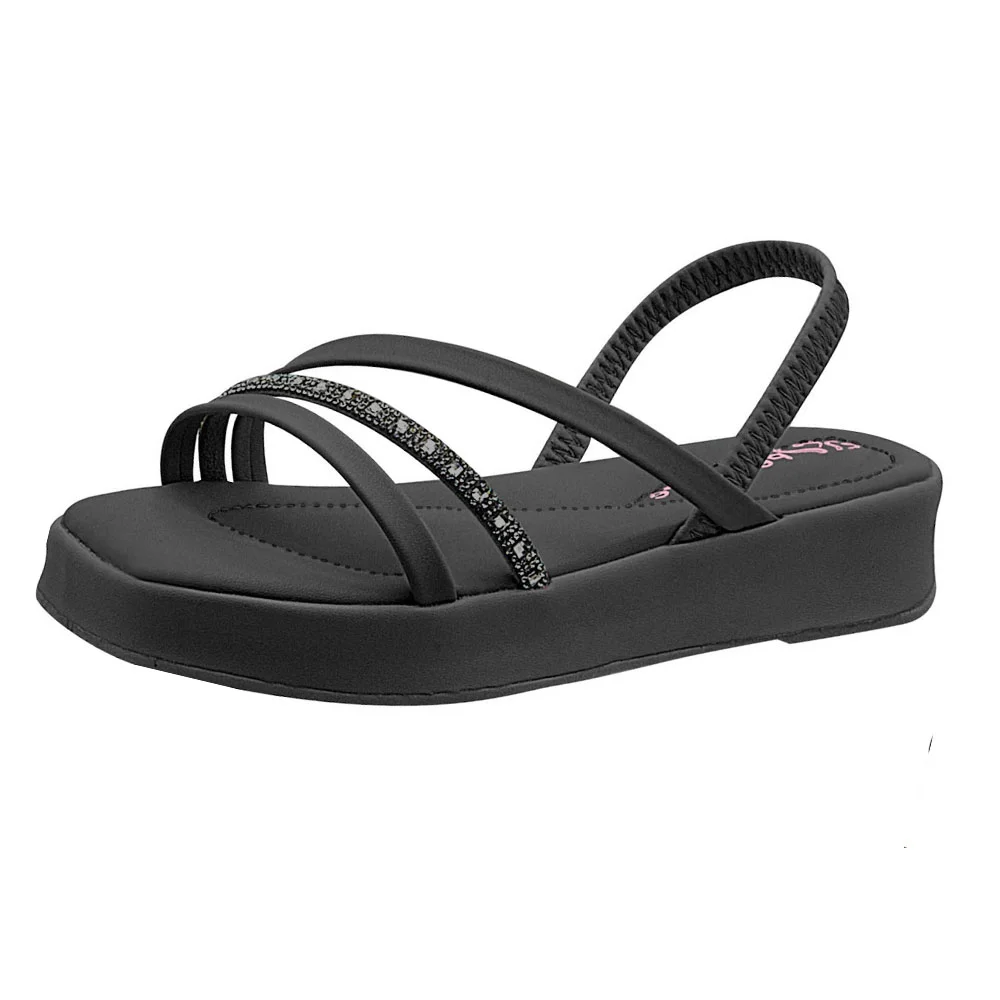 Sandália Infantil Agata Flat Preto Pé com Pé 44070-050 Preto 2