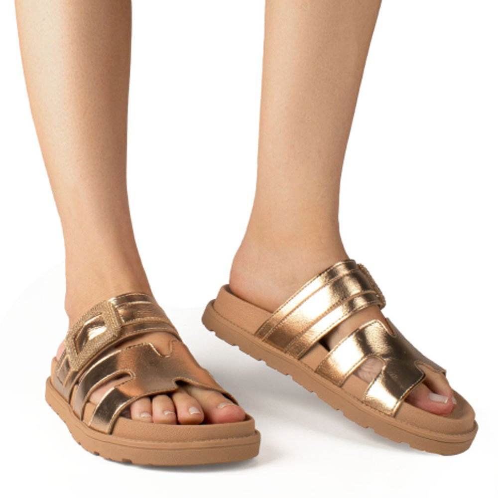 Tamanco Slide Feminino Namaste Rose Dakota Y7823-0006 Dourado 3