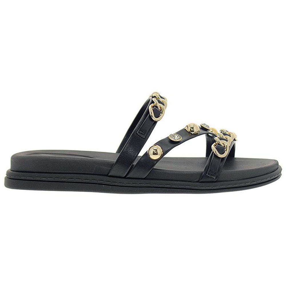 Chinelo Flatform Napa Preto Dourado Beira Rio 8488.119 Preto 2