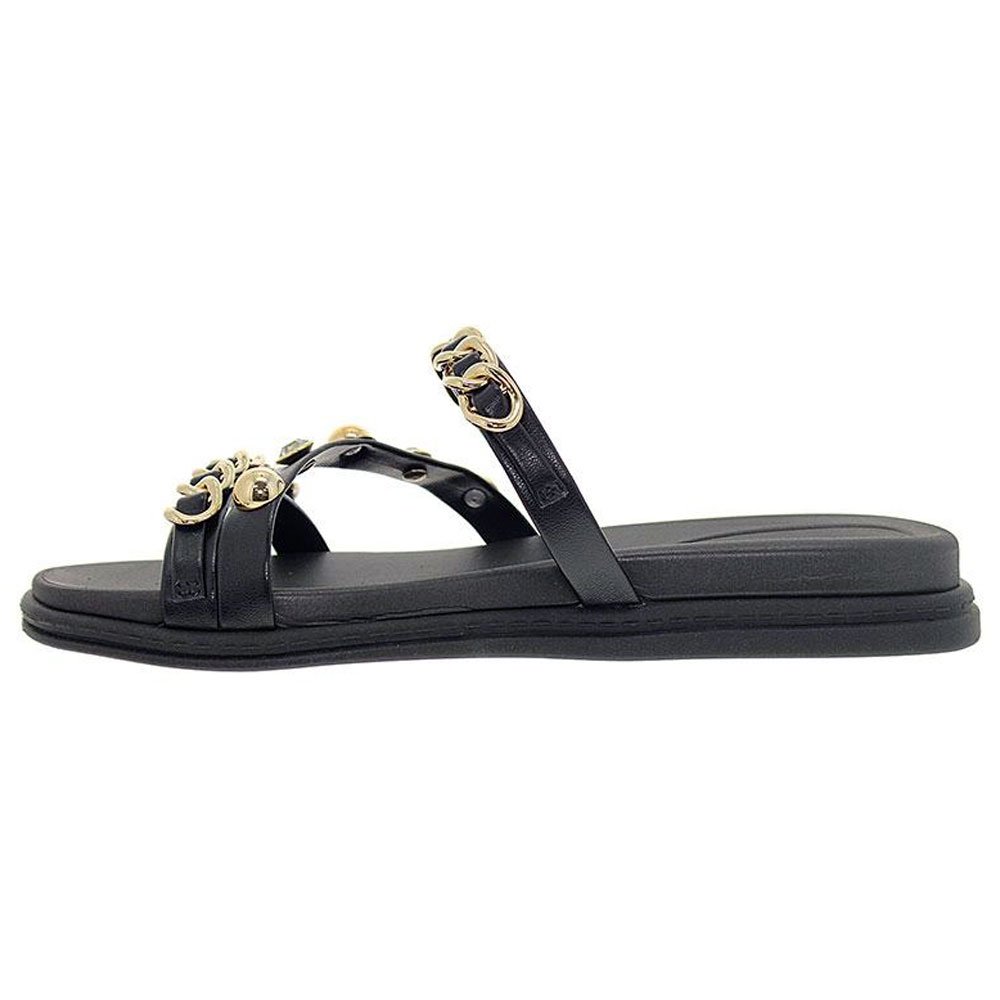 Chinelo Flatform Napa Preto Dourado Beira Rio 8488.119 Preto 3