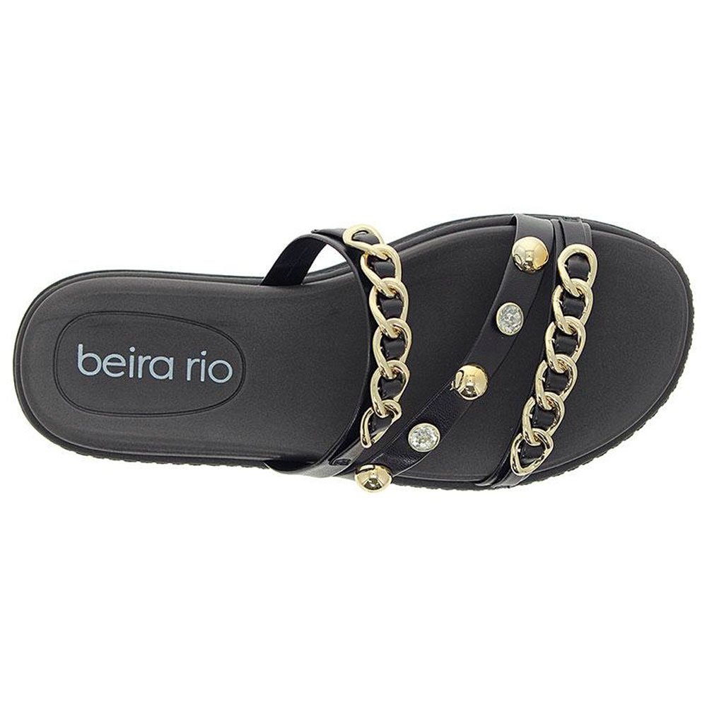 Chinelo Flatform Napa Preto Dourado Beira Rio 8488.119 Preto 4