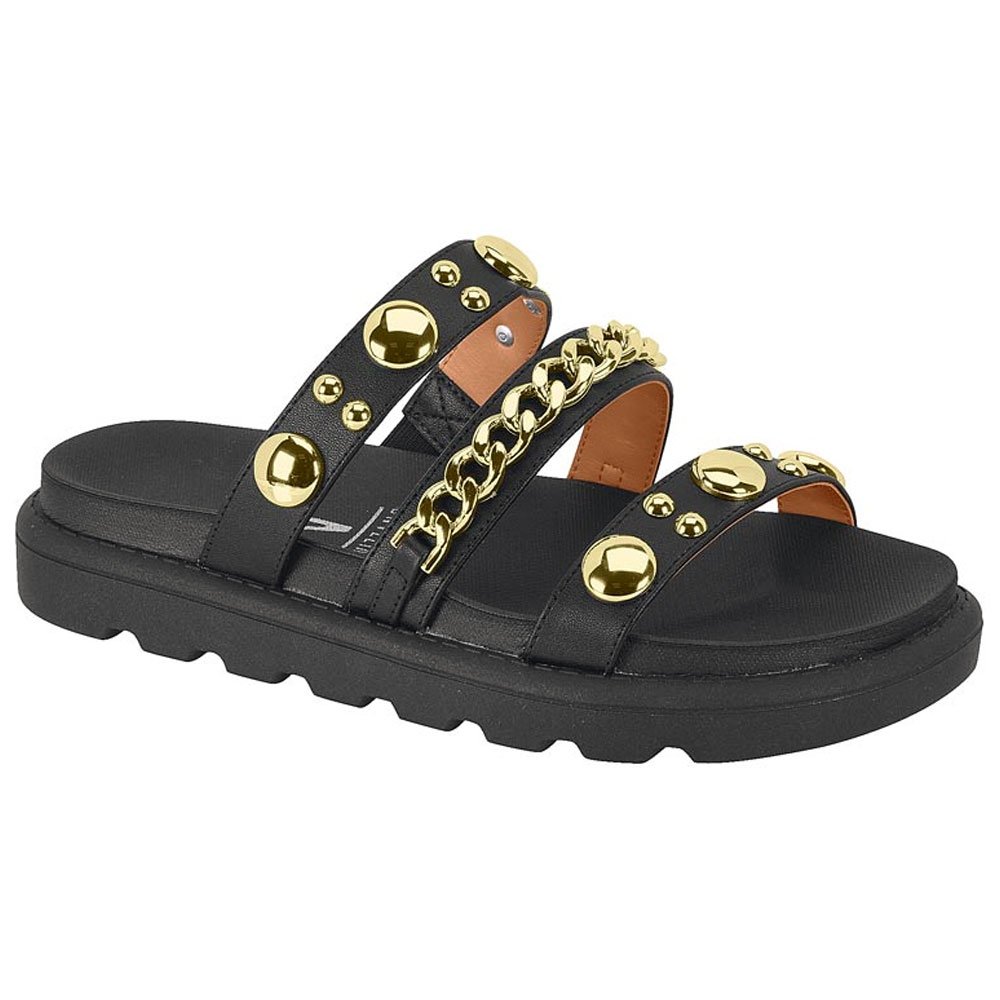 Chinelo Tratorado Pelica Preto Dourado Vizzano 6510.102 Preto 1