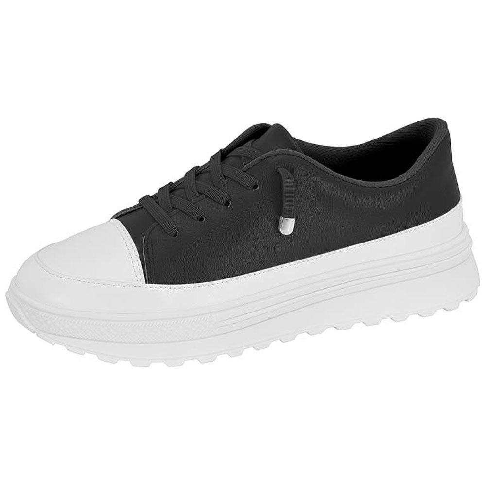 Tênis Casual Feminino Napa Preto Branco Moleca 5809.102 Preto 2