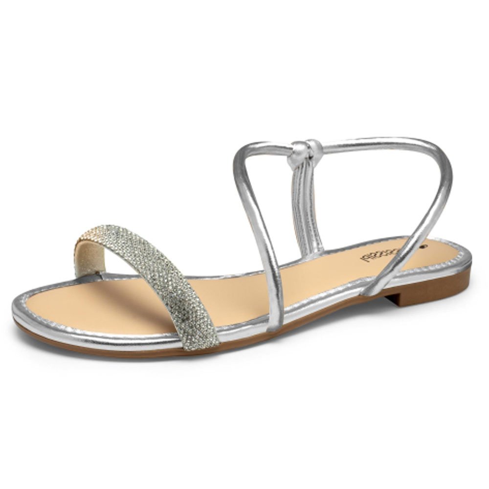 Sandália Rasteira Feminina Cristal Prata Mississipi MC441-0006 Prata 2