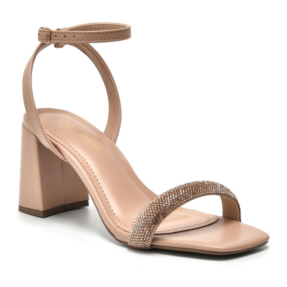 Sandália Feminina Salto Bloco Macadamia Via Marte 105-001-02 Bege 3