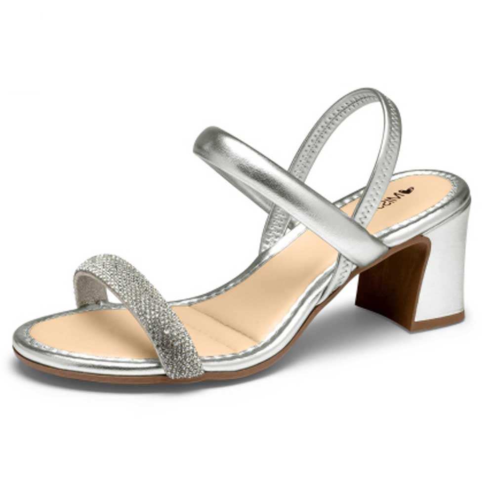 Sandália Feminina Salto Bloco Cristal Prata Mississipi MC412-0002 Prata 2