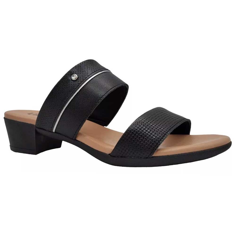 Tamanco Feminino Salto Bloco Preto Prata Usaflex MM0804 Preto 2