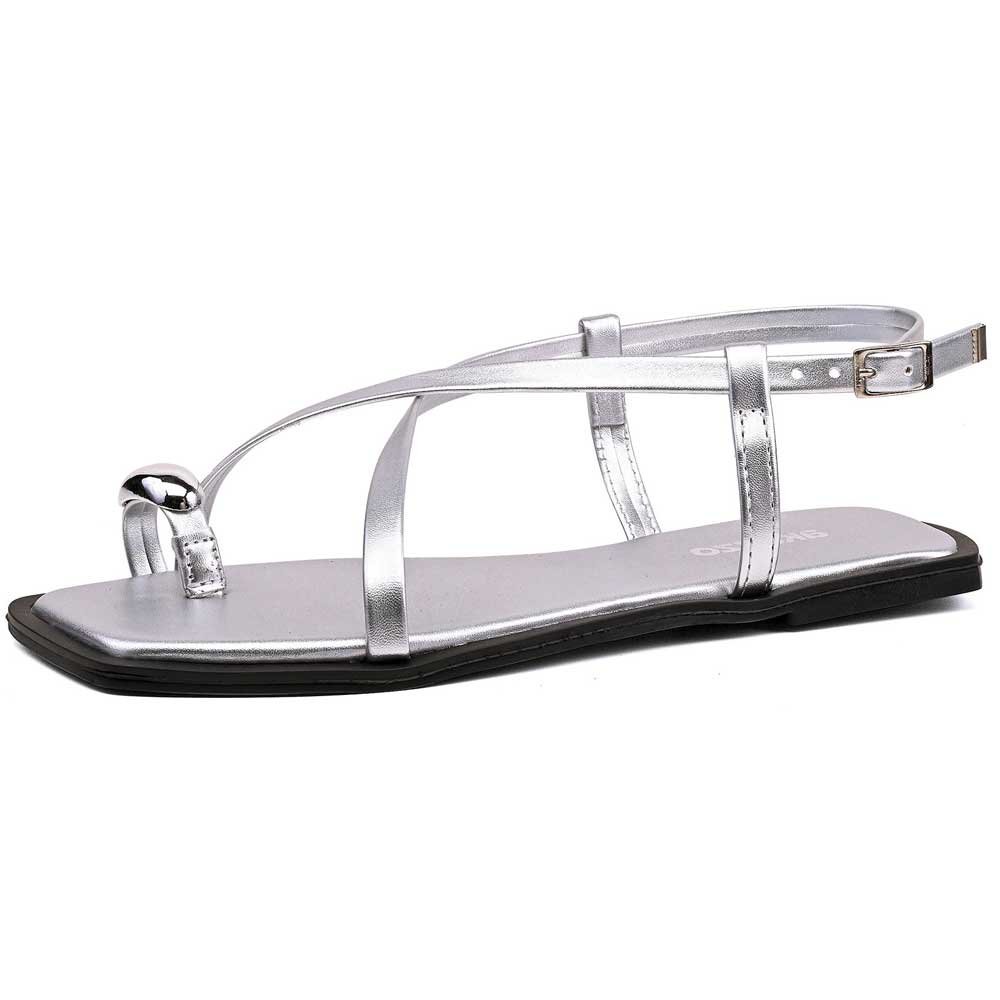 Sandália Rasteira Feminina Prata Akazzo 4044F-15 Prata 2