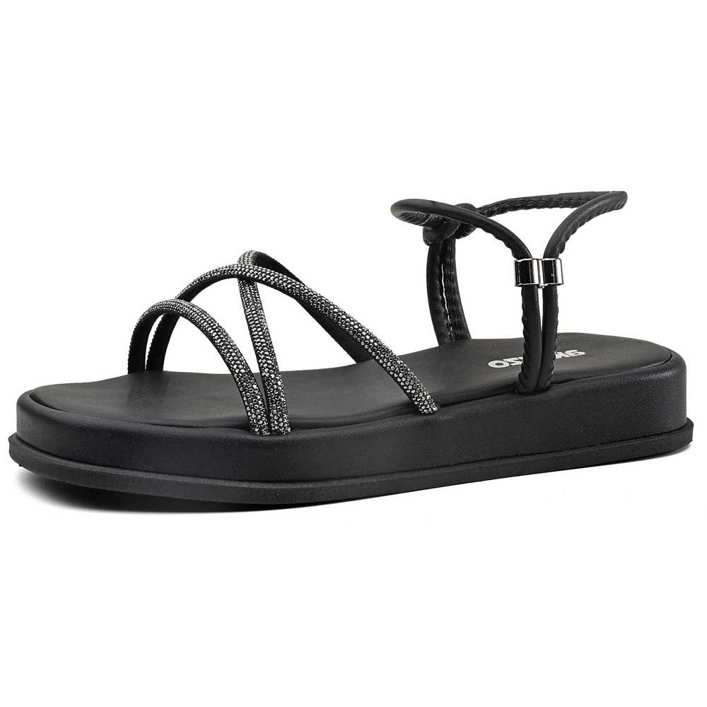 Sandália Papete Feminina Preto Akazzo 4018T-08 Preto 2
